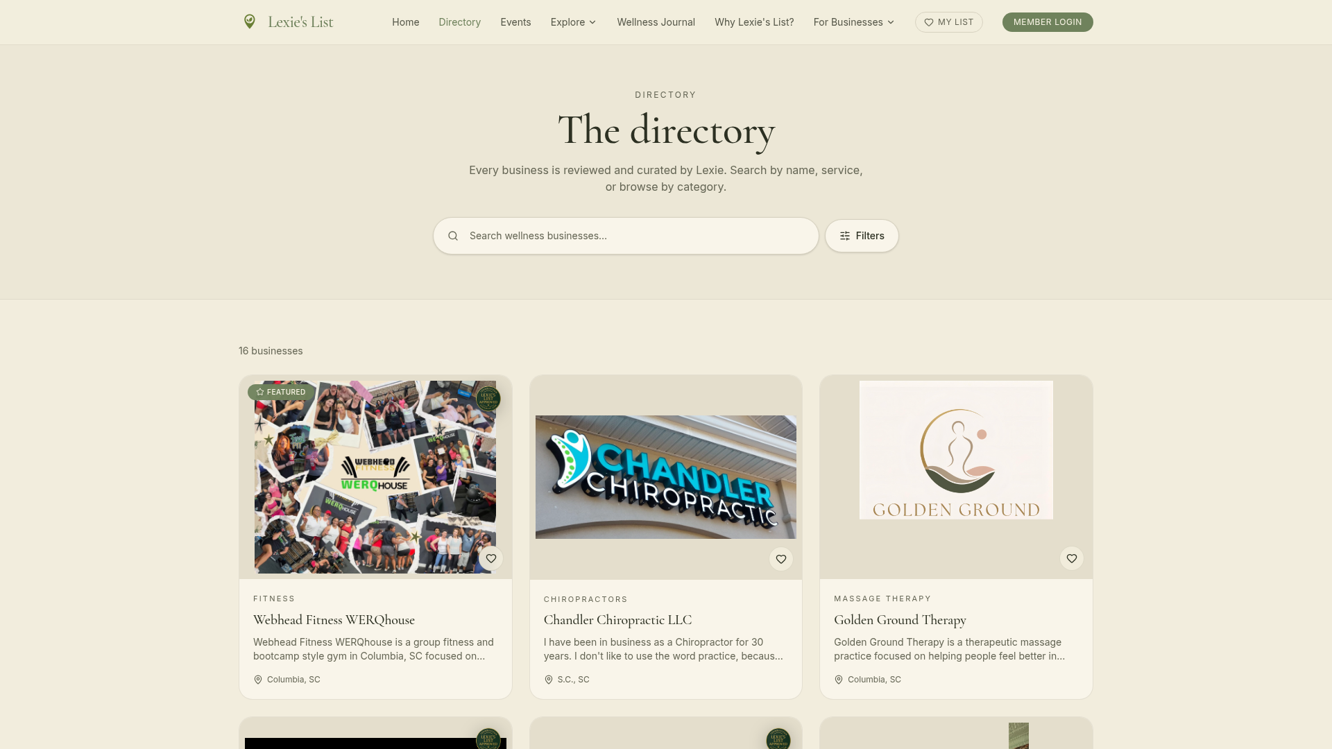 Lexie's List wellness business directory